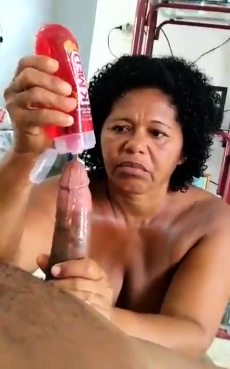 Ebony Grandma - Voluptuous Ebony Granny Jerks Off A Big Black Cock In POV Video at Porn Lib